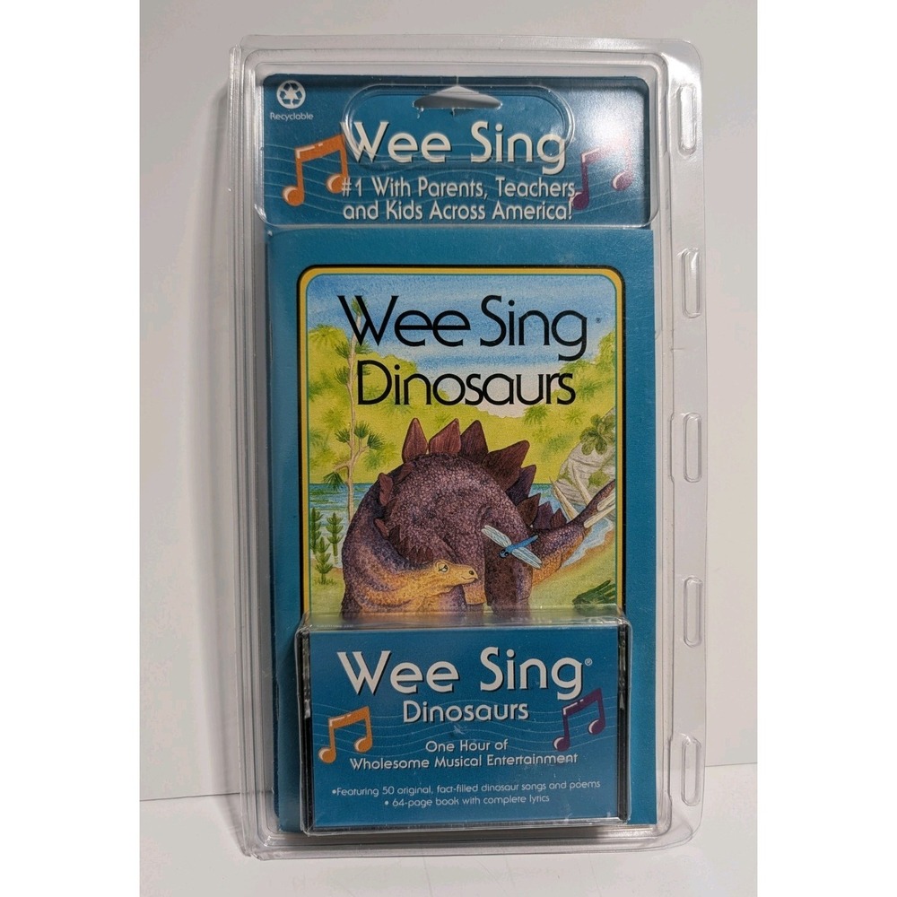 Wee Sing Dinosaurs Book & Cassette 60 Min Vintage 1990s Kids Music #71672